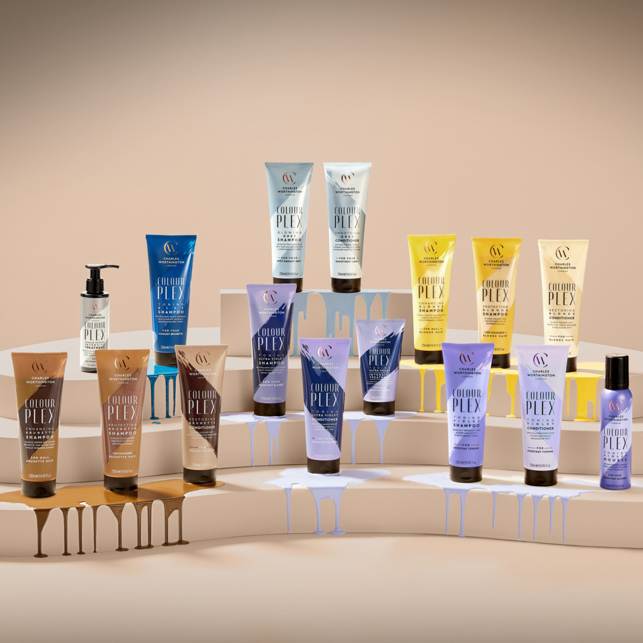 Charles Worthington ColourPlex Shampoo Für Brünette – Sulfatfrei, Mit Kakao, 250 Ml